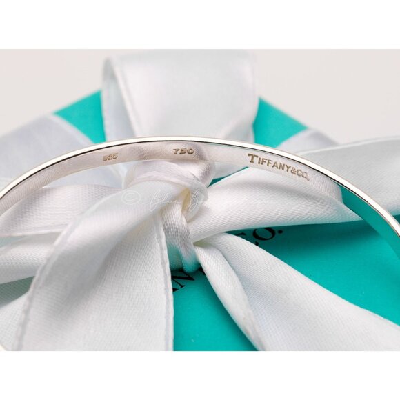 Tiffany & Co. Bracelet Vintage "Hook & Eye" Bangle 18K Gold & Sterling Silver 7” - Picture 2 of 8